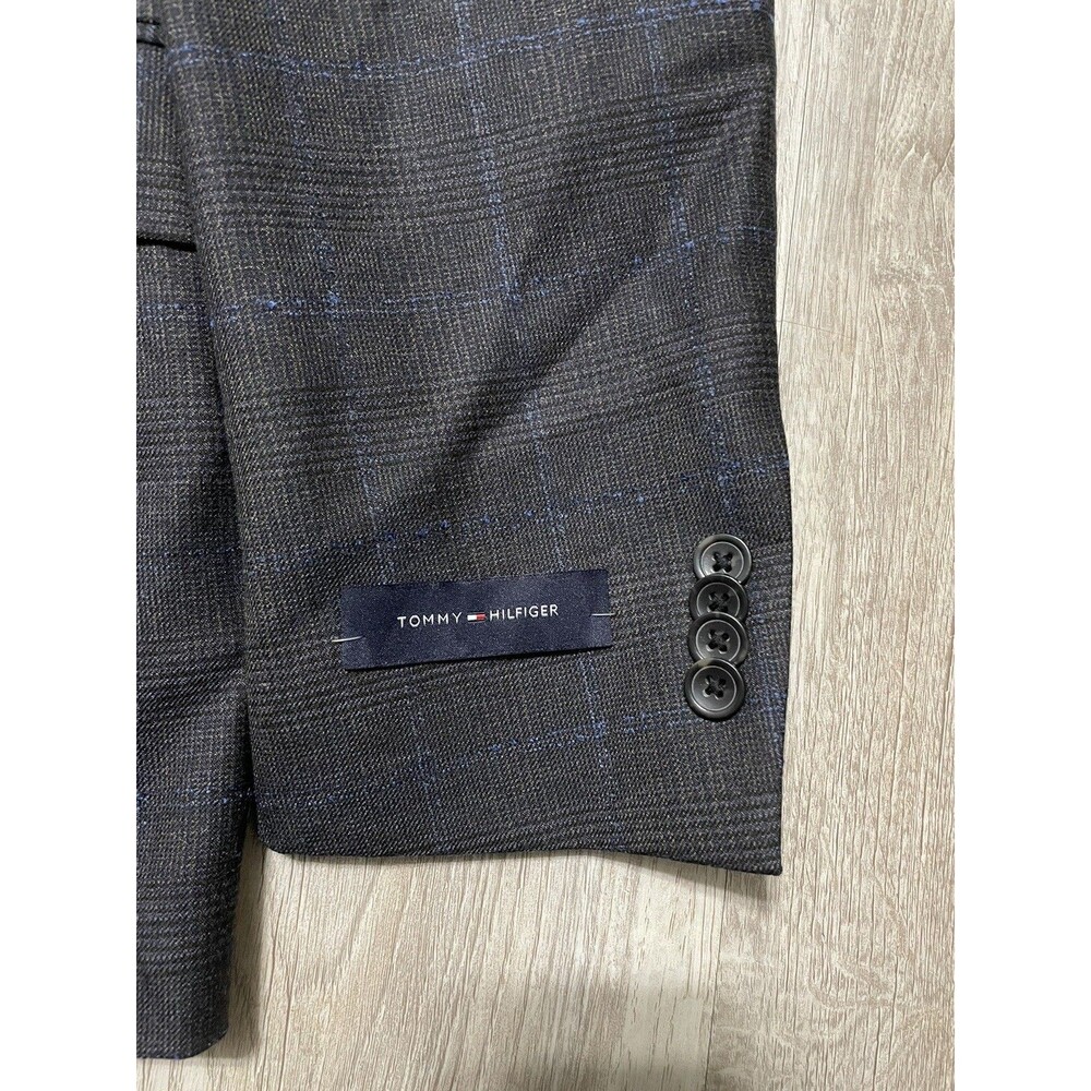 Tommy Hilfiger Men's Modern-Fit Brown Plaid Wool Blazer Sport Coat Jacket 42R - Picture 4 of 8